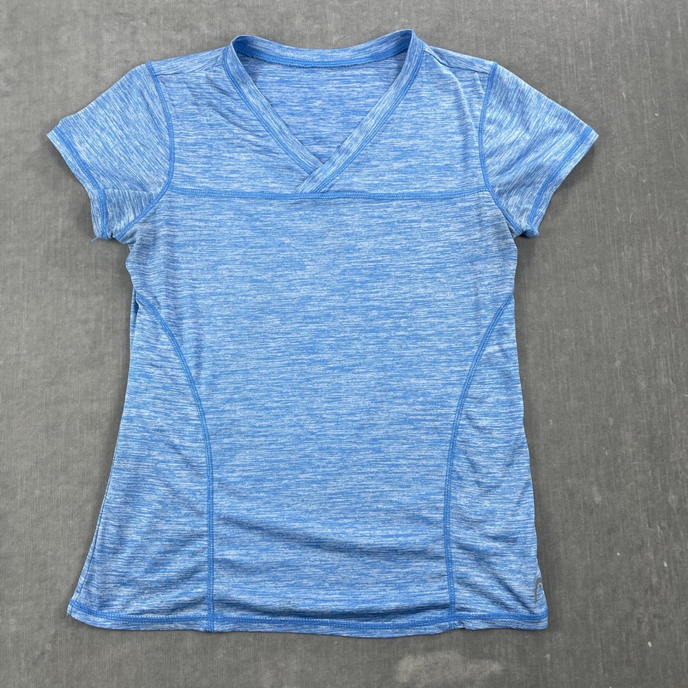 Head Women Small Blue T-Shirt Activewear‎ Heathered V-Neck Short Sleeve